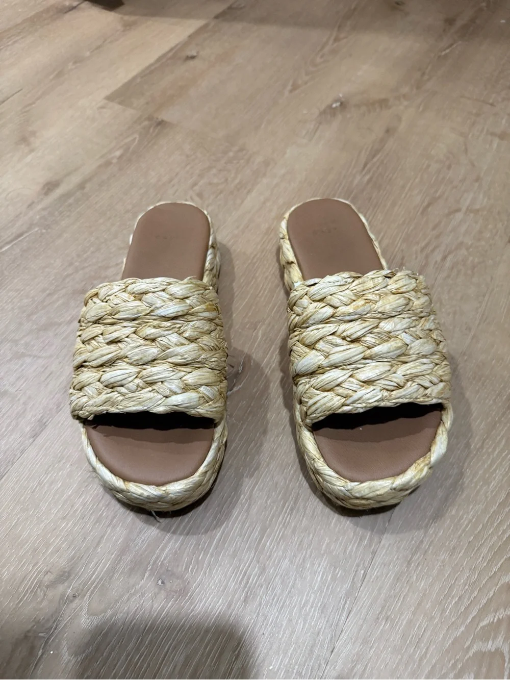 Target Braided Platform Slide Sandals in Light Tan